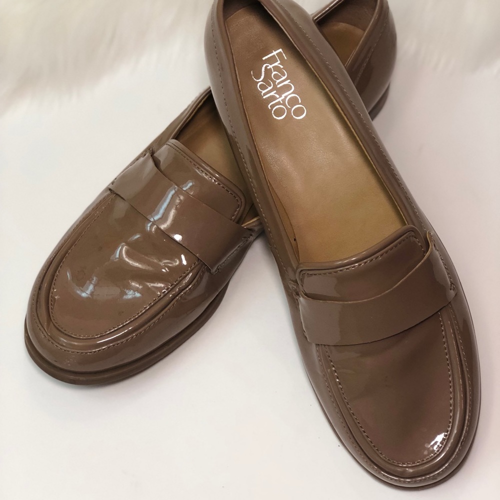 Franco Sarto Grey Patent Leather Loafers